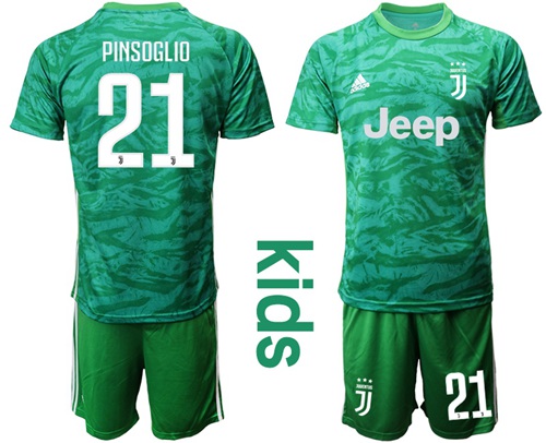 Juventus #21 Pinsoglio Green Goalkeeper Kid Soccer Club Jersey