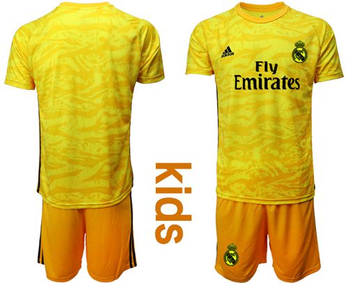 Real Madrid Blank Yellow Goalkeeper Kid Soccer Club Jersey