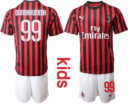 AC Milan #99 Donnarumma Home Kid Soccer Club Jersey