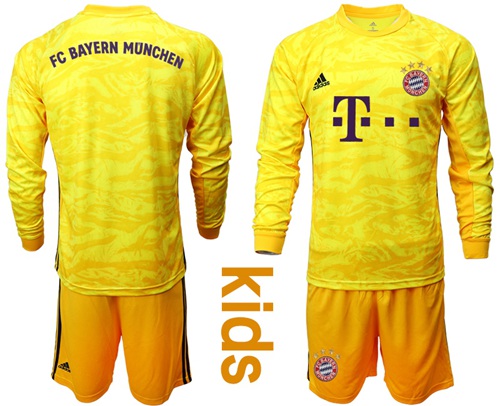 Bayern Munchen Blank Yellow Goalkeeper Long Sleeves Kid Soccer Club Jersey