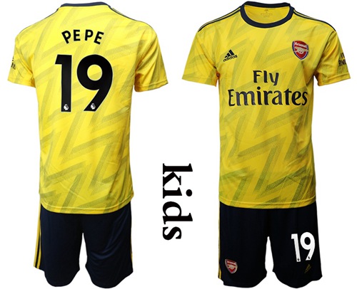 Arsenal #19 Pepe Away Kid Soccer Club Jersey