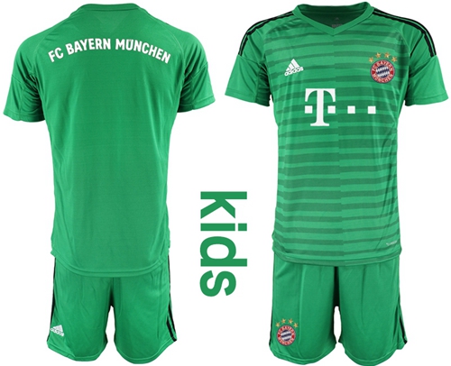 Bayern Munchen Blank Green Goalkeeper Kid Soccer Club Jersey