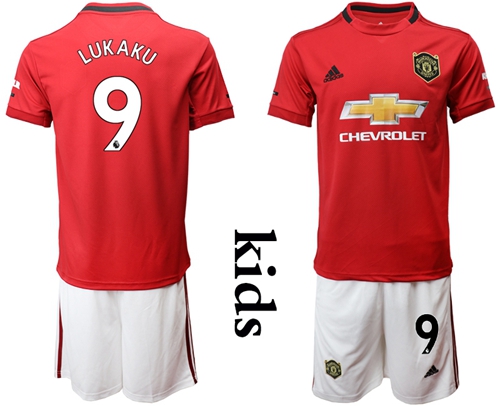 Manchester United #9 Lukaku Home Kid Soccer Club Jersey