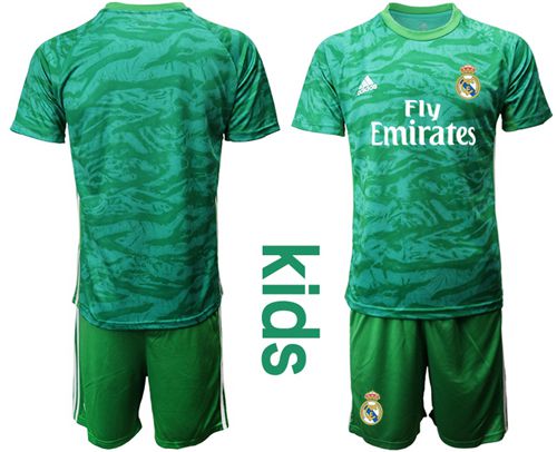 Real Madrid Blank Green Goalkeeper Kid Soccer Club Jersey