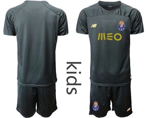 Oporto Blank Black Goalkeeper Kid Soccer Club Jersey