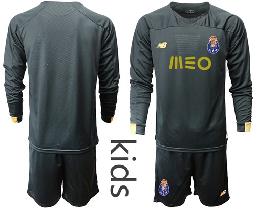 Oporto Blank Black Goalkeeper Long Sleeves Kid Soccer Club Jersey