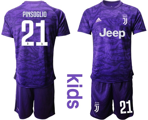 Juventus #22 Perin Black Goalkeeper Kid Soccer Club Jersey