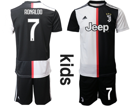 Juventus #7 Ronaldo Home Kid Soccer Club Jersey
