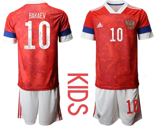Russia #10 Bakaev Home Kid Soccer Country Jersey
