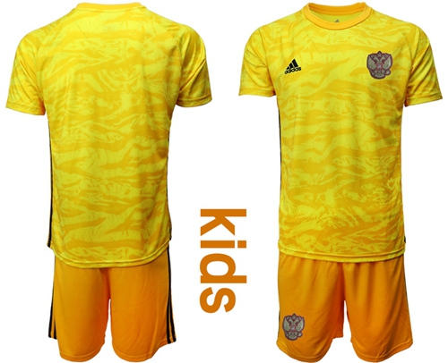 Russia Blank Yellow Goalkeeper Kid Soccer Country Jersey