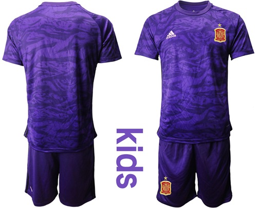 Spain Blank Purple Goalkeeper Kid Soccer Country Jersey