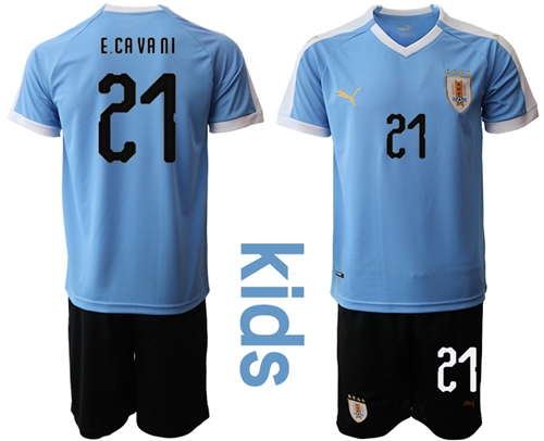 Uruguay #21 E.Cavani Home Kid Soccer Country Jersey