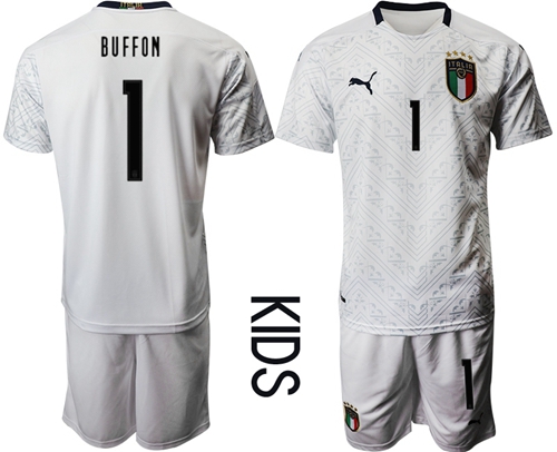 Italy #1 Buffon Away Kid Soccer Country Jersey
