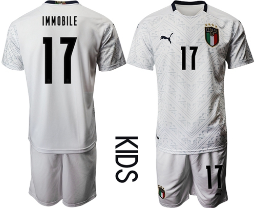 Italy #17 Immobile Away Kid Soccer Country Jersey