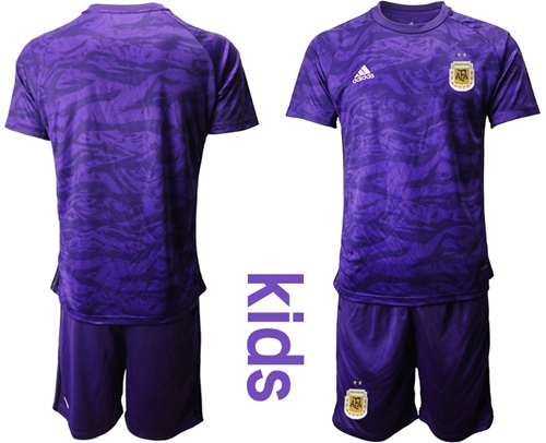 Argentina Blank Purple Goalkeeper Kid Soccer Country Jersey