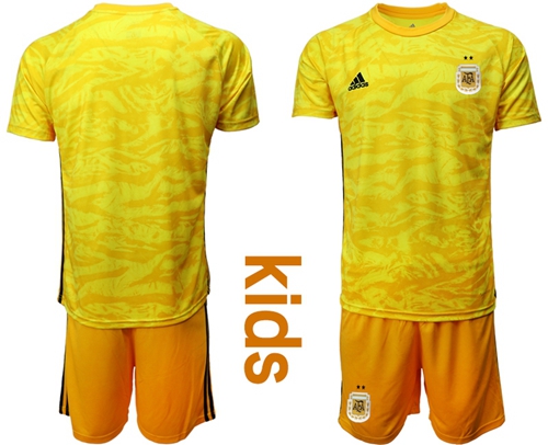 Argentina Blank Yellow Goalkeeper Kid Soccer Country Jersey