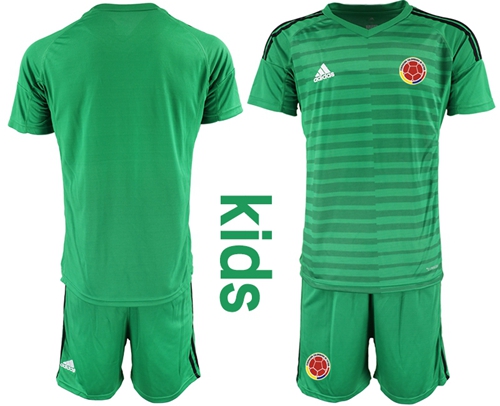 Colombia Blank Green Goalkeeper Kid Soccer Country Jersey
