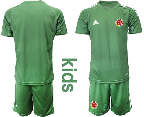 Colombia Blank Army Green Goalkeeper Kid Soccer Country Jersey