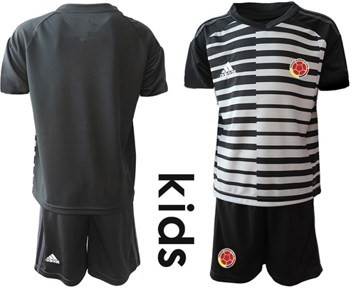 Colombia Blank Black Goalkeeper Kid Soccer Country Jersey