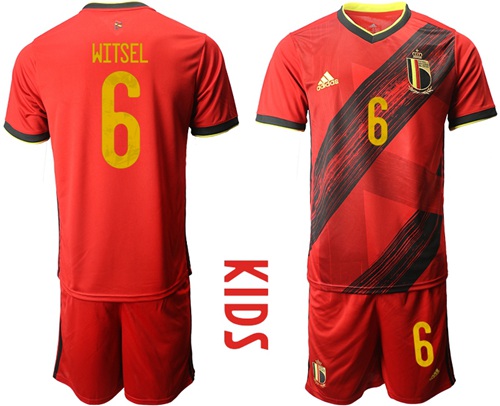 Belgium #6 Witsel Red Home Kid Soccer Country Jersey