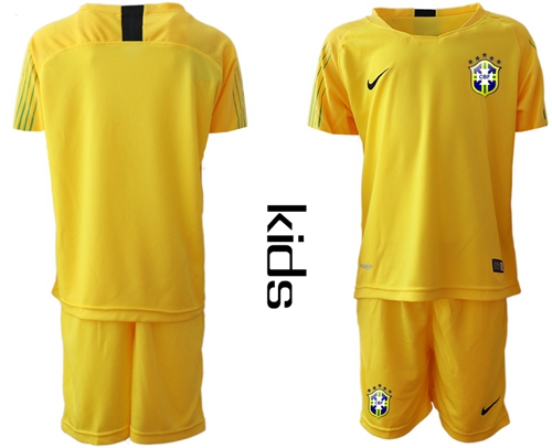 Brazil Blank Yellow Goalkeeper Kid Soccer Country Jersey