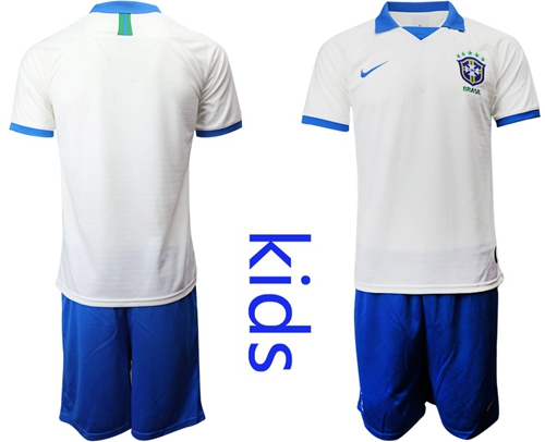 Brazil Blank White Kid Soccer Country Jersey