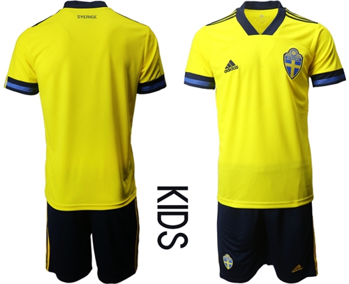 Sweden Blank Home Kid Soccer Country Jersey