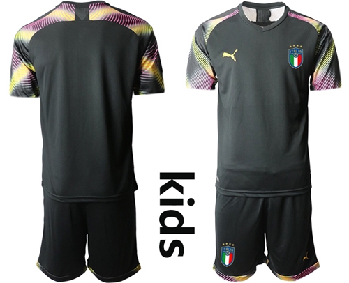 Italy Blank Black Goalkeeper Kid Soccer Country Jersey