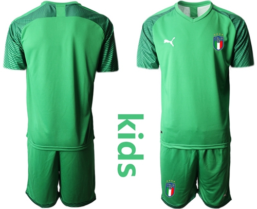 Italy Blank Green Goalkeeper Kid Soccer Country Jersey