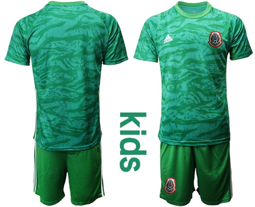 Mexico Blank Green Goalkeeper Kid Soccer Country Jersey