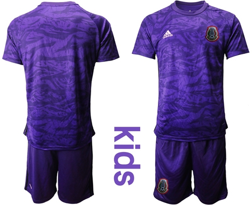 Mexico Blank Purple Goalkeeper Kid Soccer Country Jersey