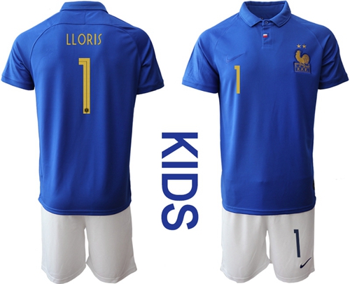 France #1 Lloris 100th Anniversary Edition Kid Soccer Country Jersey