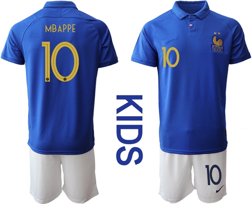 France #10 Mbappe 100th Anniversary Edition Kid Soccer Country Jersey