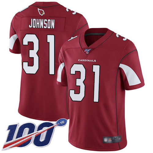 Cardinals #31 David Johnson Red Team Color Youth Stitched Football 100th Season Vapor Limited Jersey