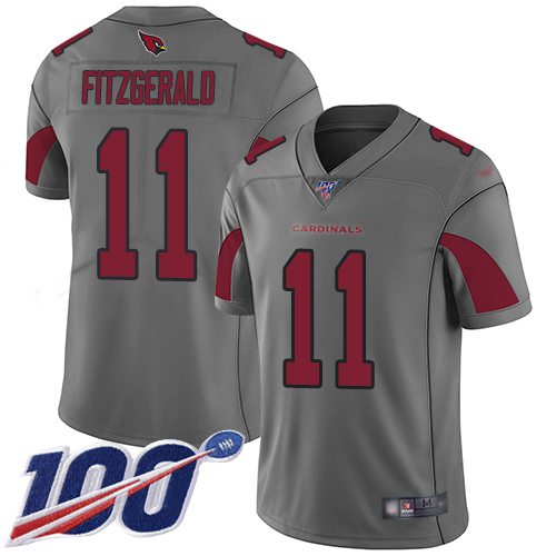 Cardinals #11 Larry Fitzgerald Silver Youth Stitched Football Limited Inverted Legend 100th Season Jersey