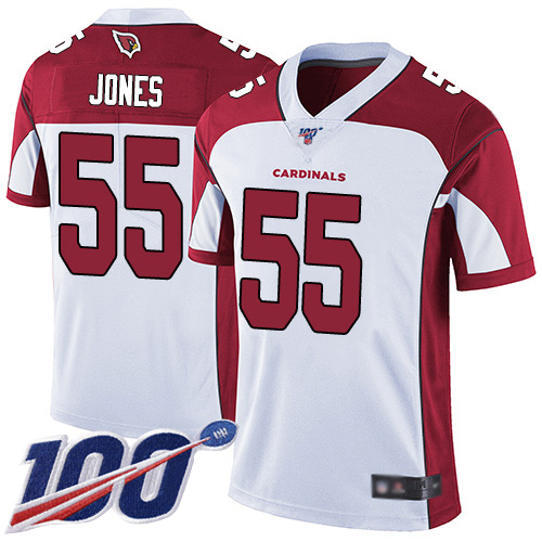 Cardinals #55 Chandler Jones White Youth Stitched Football 100th Season Vapor Limited Jersey