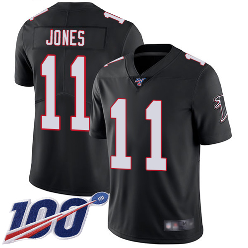 Falcons #11 Julio Jones Black Alternate Youth Stitched Football 100th Season Vapor Limited Jersey
