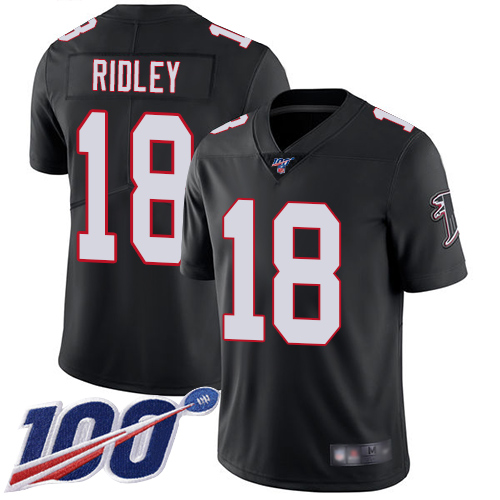 Falcons #18 Calvin Ridley Black Alternate Youth Stitched Football 100th Season Vapor Limited Jersey