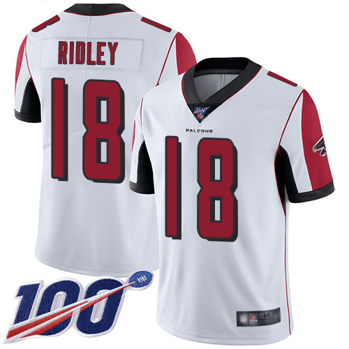 Falcons #18 Calvin Ridley White Youth Stitched Football 100th Season Vapor Limited Jersey