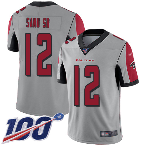 Falcons #12 Mohamed Sanu Sr Silver Youth Stitched Football Limited Inverted Legend 100th Season Jersey