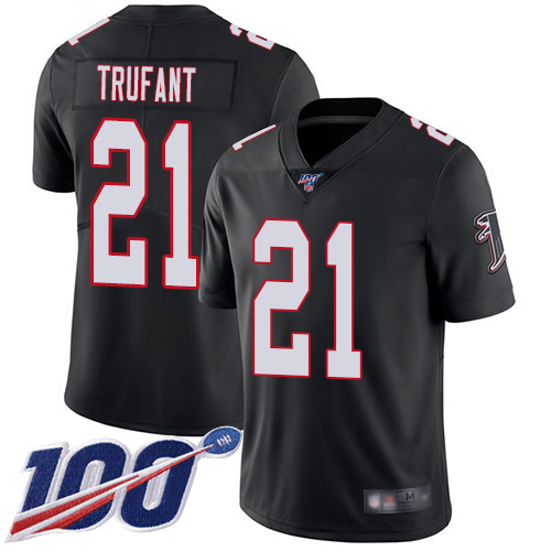 Falcons #21 Desmond Trufant Black Alternate Youth Stitched Football 100th Season Vapor Limited Jersey