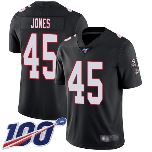 Falcons #45 Deion Jones Black Alternate Youth Stitched Football 100th Season Vapor Limited Jersey