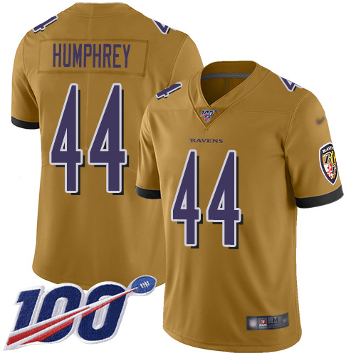 Ravens #44 Marlon Humphrey Gold Youth Stitched Football Limited Inverted Legend 100th Season Jersey