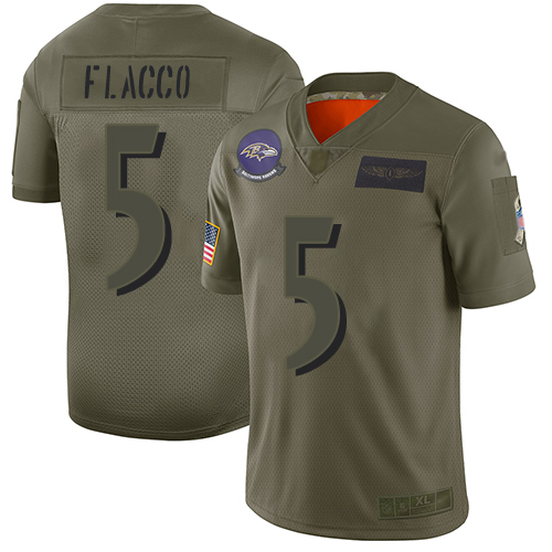 Ravens #5 Joe Flacco Camo Youth Stitched Football Limited 2019 Salute to Service Jersey