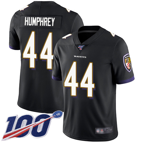 Ravens #44 Marlon Humphrey Black Alternate Youth Stitched Football 100th Season Vapor Limited Jersey