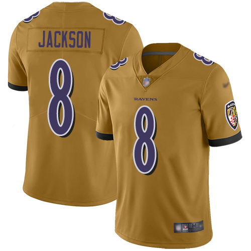 Ravens #8 Lamar Jackson Gold Youth Stitched Football Limited Inverted Legend Jersey