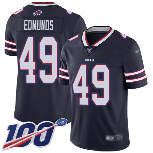 Bills #49 Tremaine Edmunds Navy Youth Stitched Football Limited Inverted Legend 100th Season Jersey