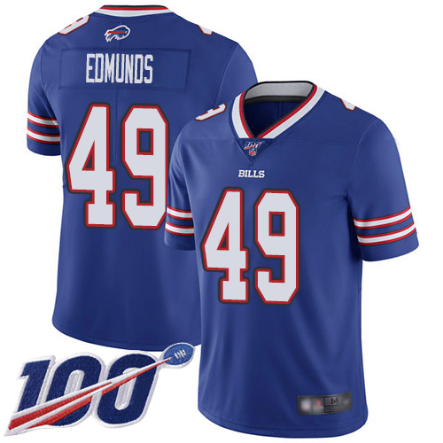 Bills #49 Tremaine Edmunds Royal Blue Team Color Youth Stitched Football 100th Season Vapor Limited Jersey
