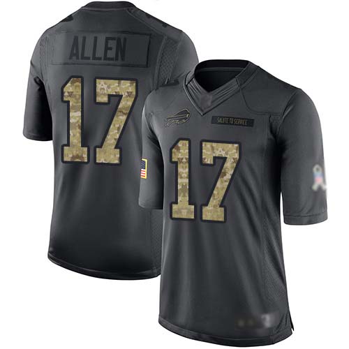 Bills #17 Josh Allen Black Youth Stitched Football Limited 2016 Salute to Service Jersey