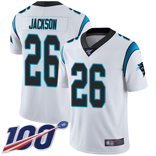 Panthers #26 Donte Jackson White Youth Stitched Football 100th Season Vapor Limited Jersey
